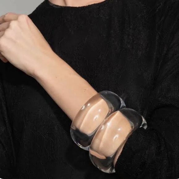 Clear Lucite Bangle Bracelet - Picture 2 of 6